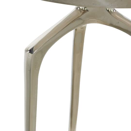25" Contemporary Round Silver Aluminum Raised Edge Accent Table